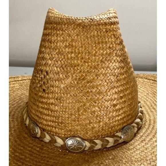 American Hat Co Bushwhacker Straw Hat Size 7 Western Made In Houston Texas USA - Picture 9 of 16